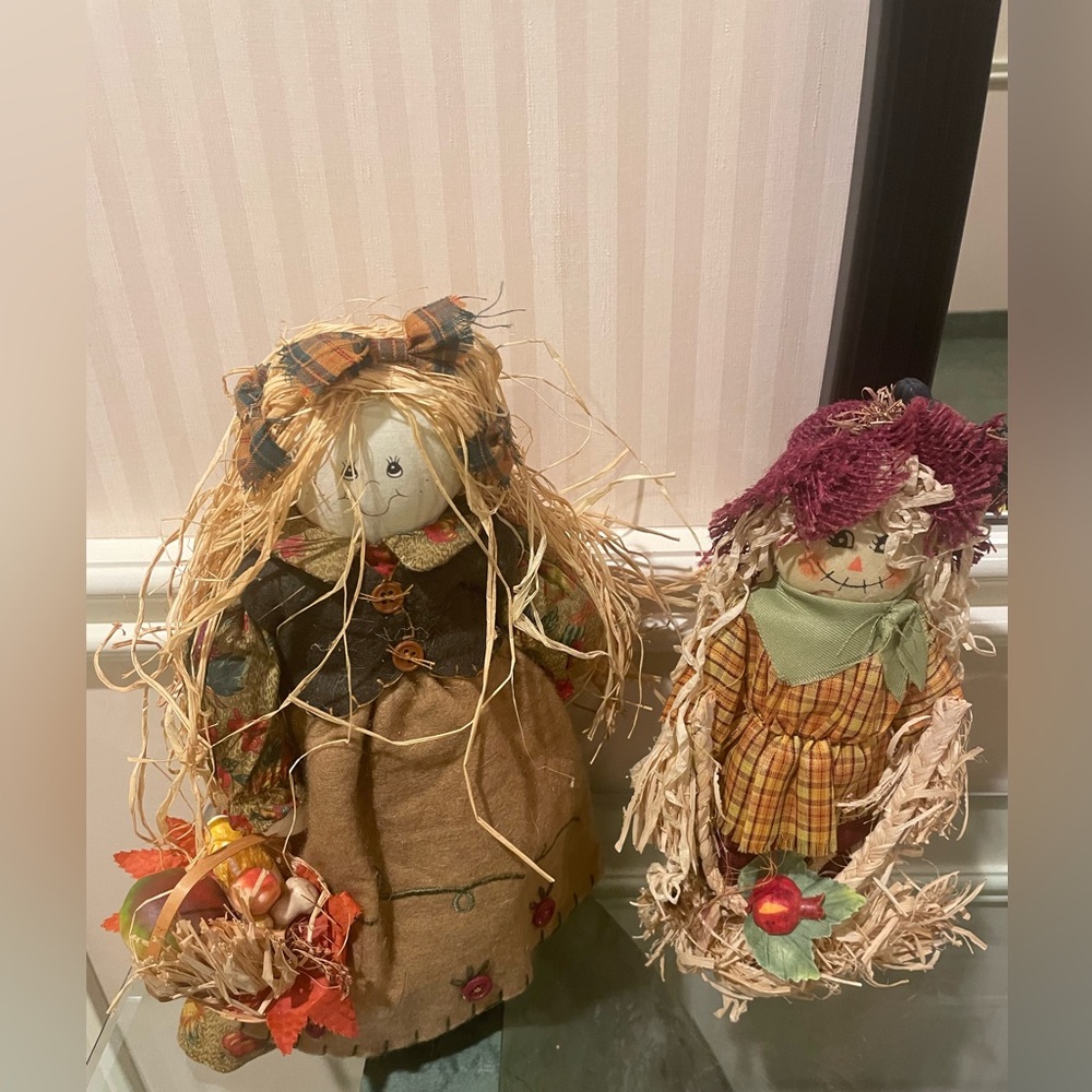 🛍️2 for $30🛍️Charming Scarecrow Figurine Set - Brown and Tan
